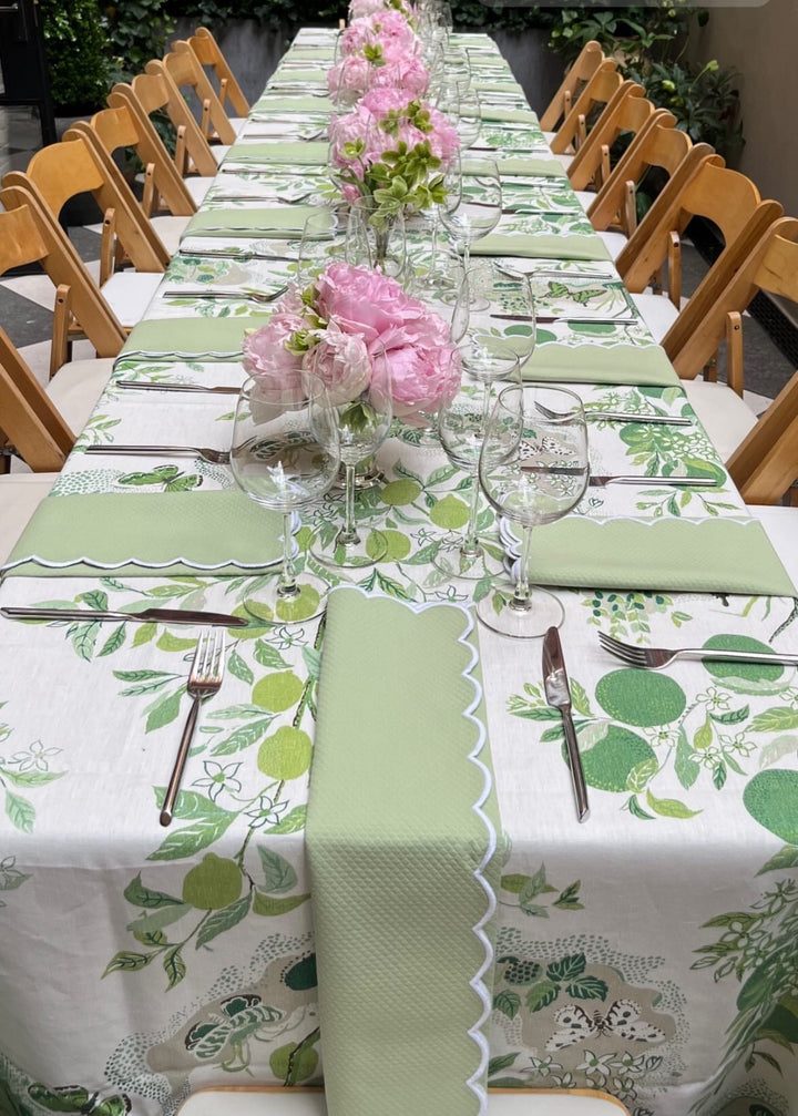 Matouk x Schumacher Citrus Garden Grass Green | Tablecloth, Placemats & Napkins