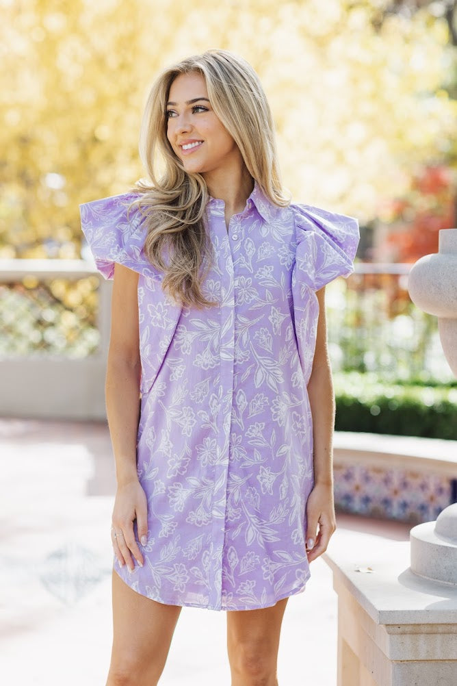 Vivian Collared Ruffle Dress | Lavender