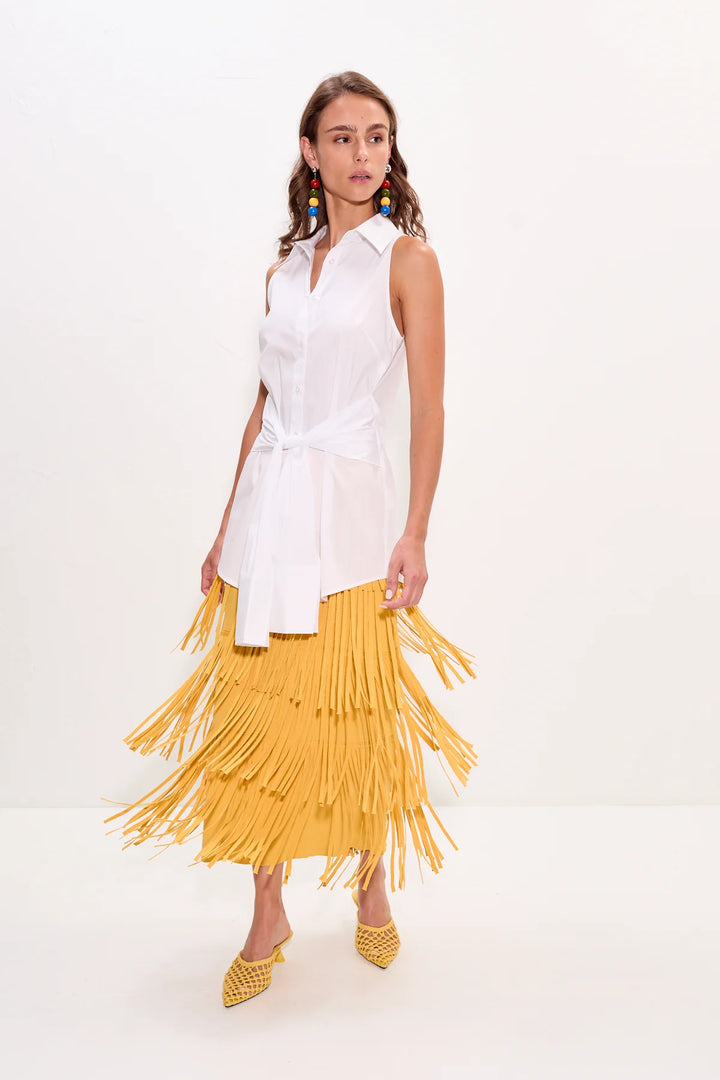 Inna Sleeveless Poplin Top | Macadamia
