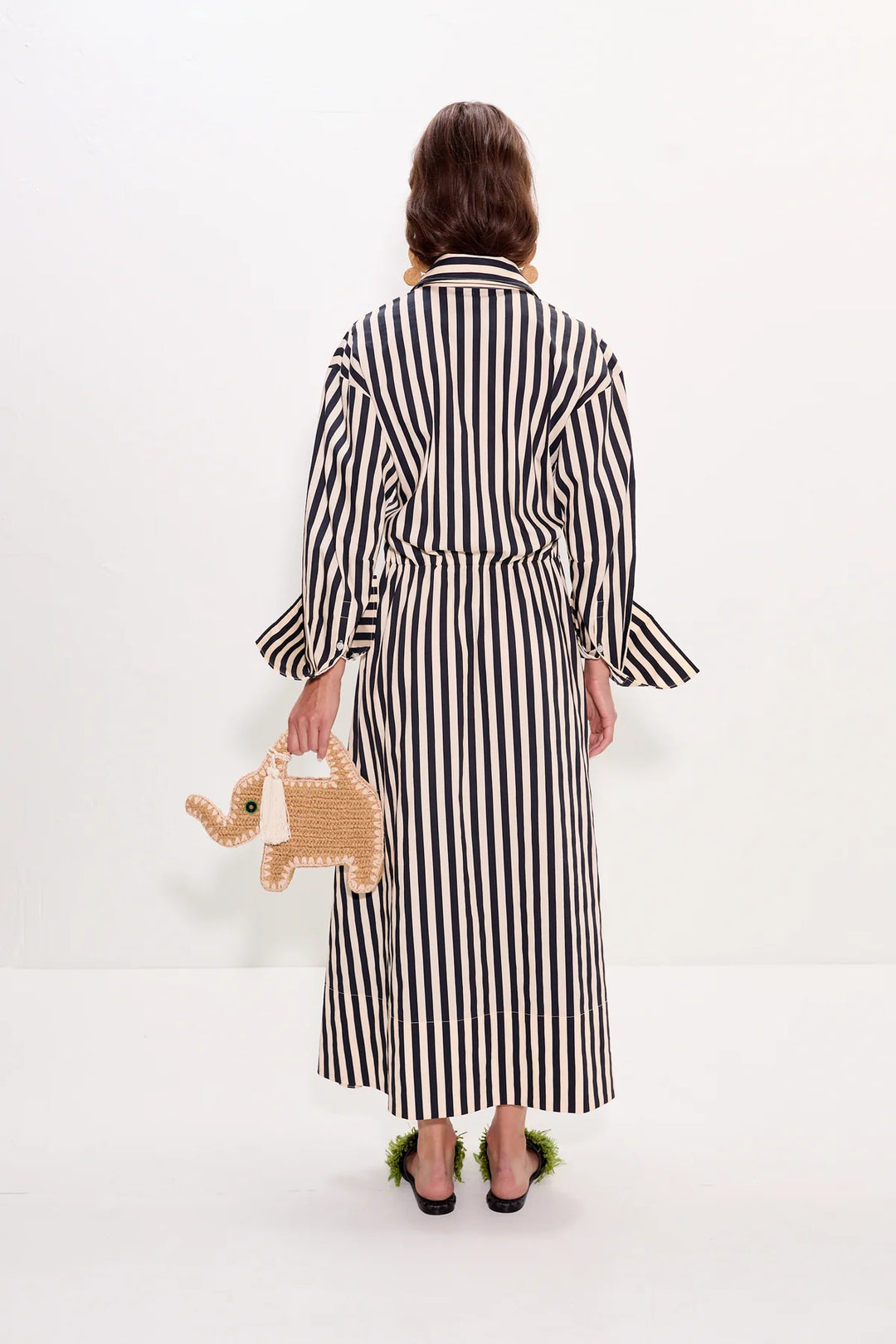 Inna Poplin Maxi Dress | Black/White Stripe