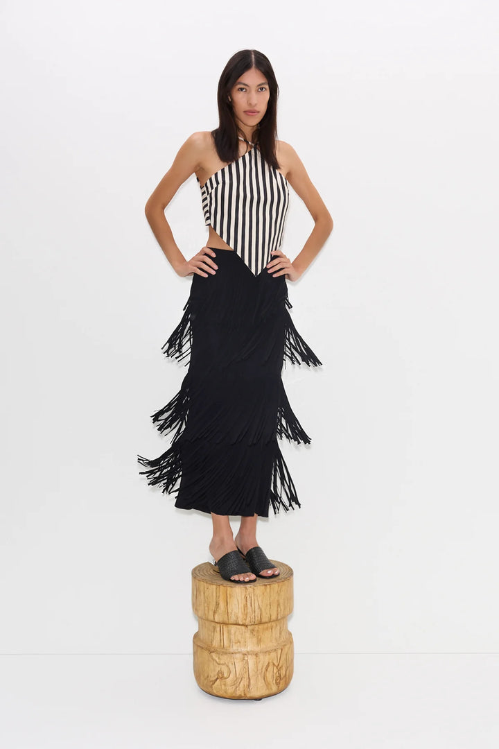 Za Za Knit Fringe Skirt | Black