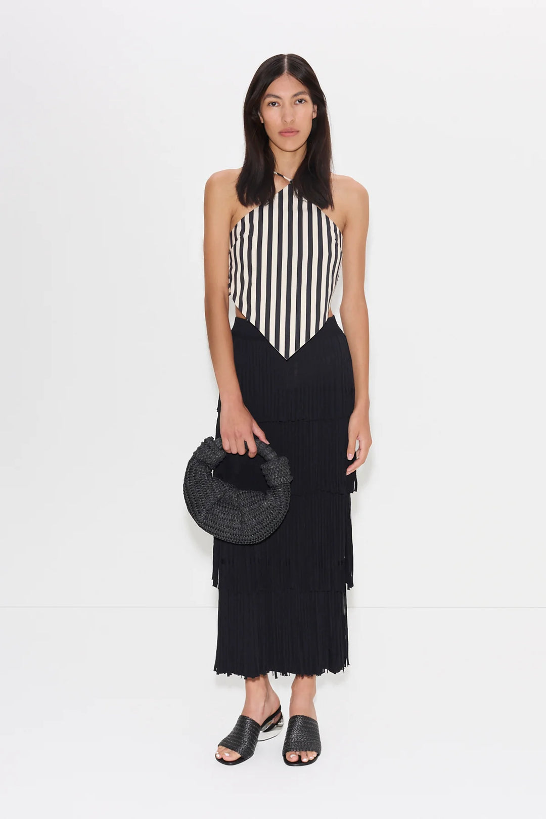 Za Za Knit Fringe Skirt | Black