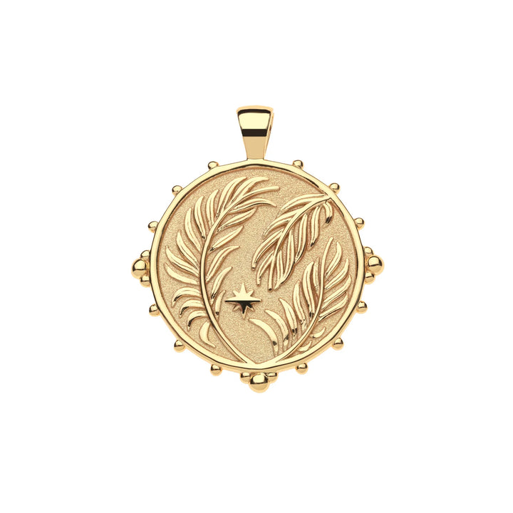 WANDERLUST Palms Original Pendant Coin on 18" Drawn Link Chain