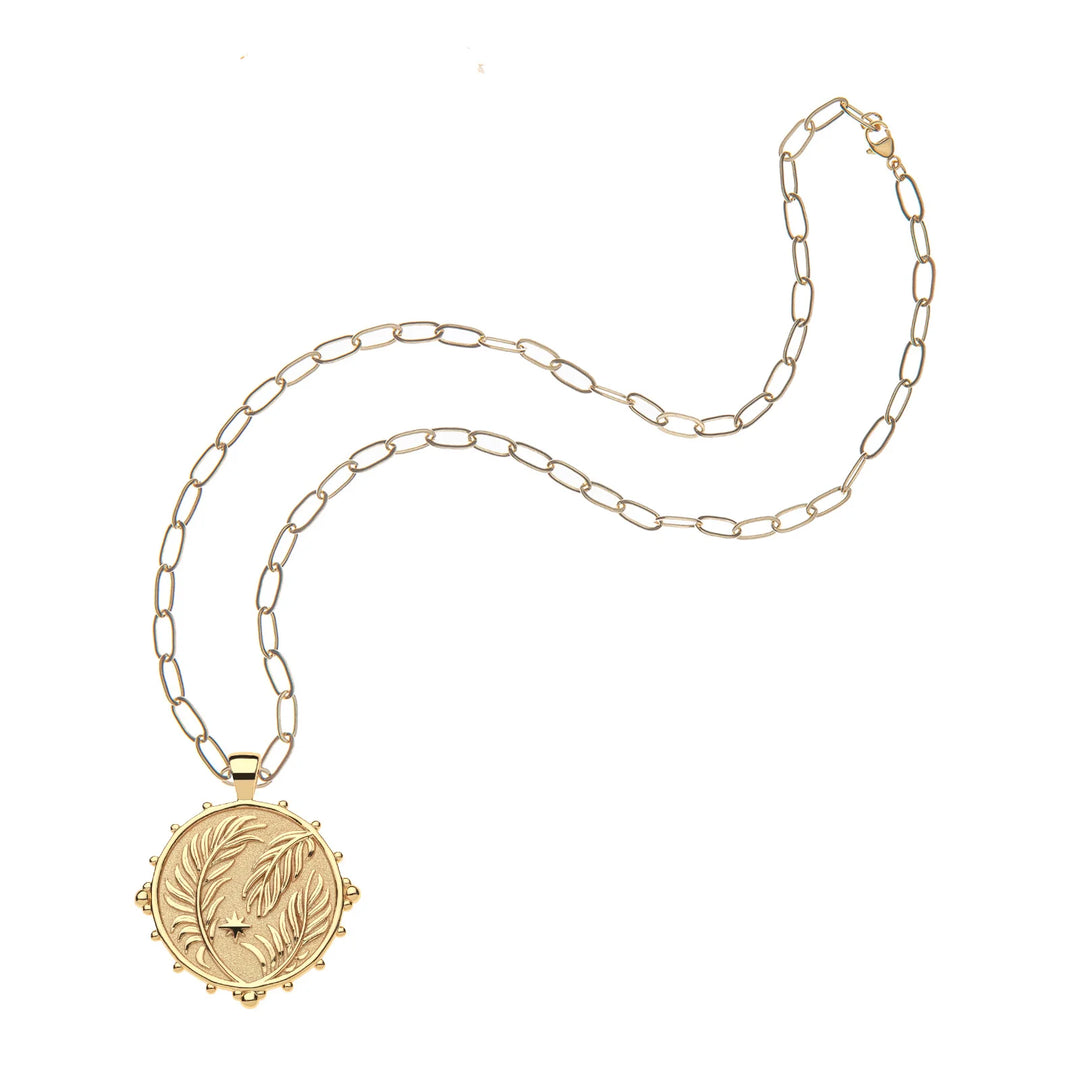 WANDERLUST Palms Original Pendant Coin on 18" Drawn Link Chain