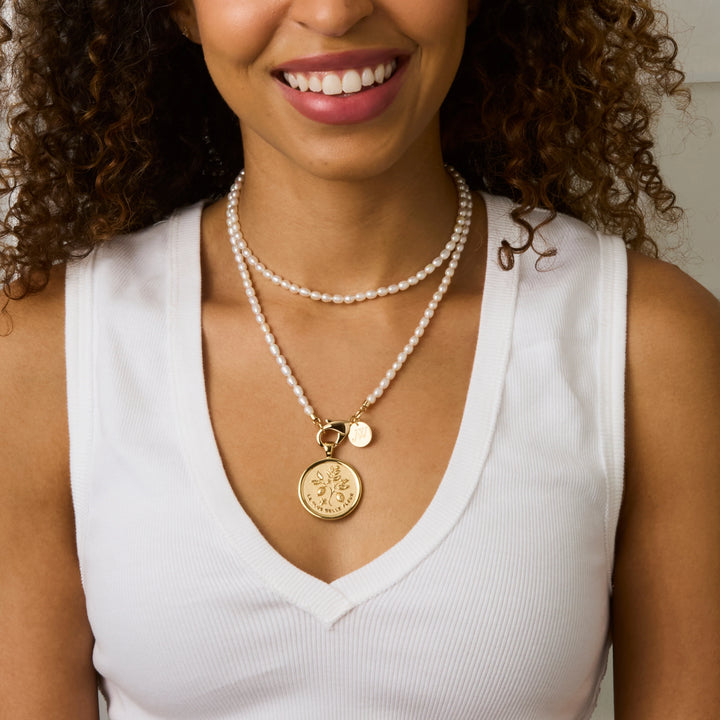 Double Wrap Rice Pearl Necklace