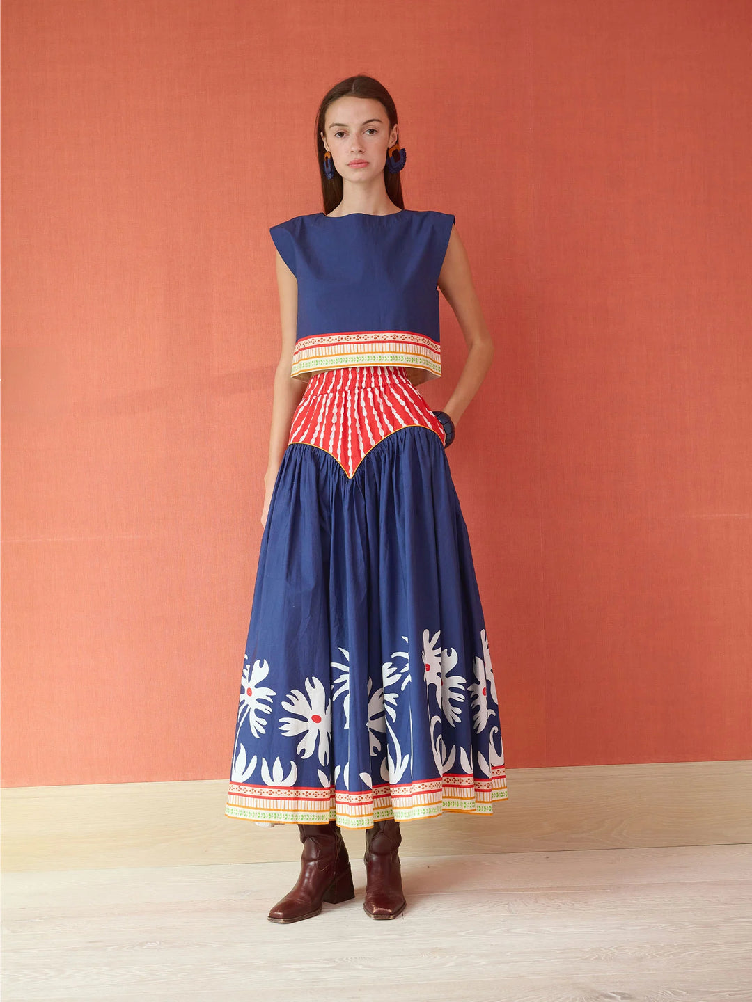 Arched Skirt | Painter's Garden Navy
