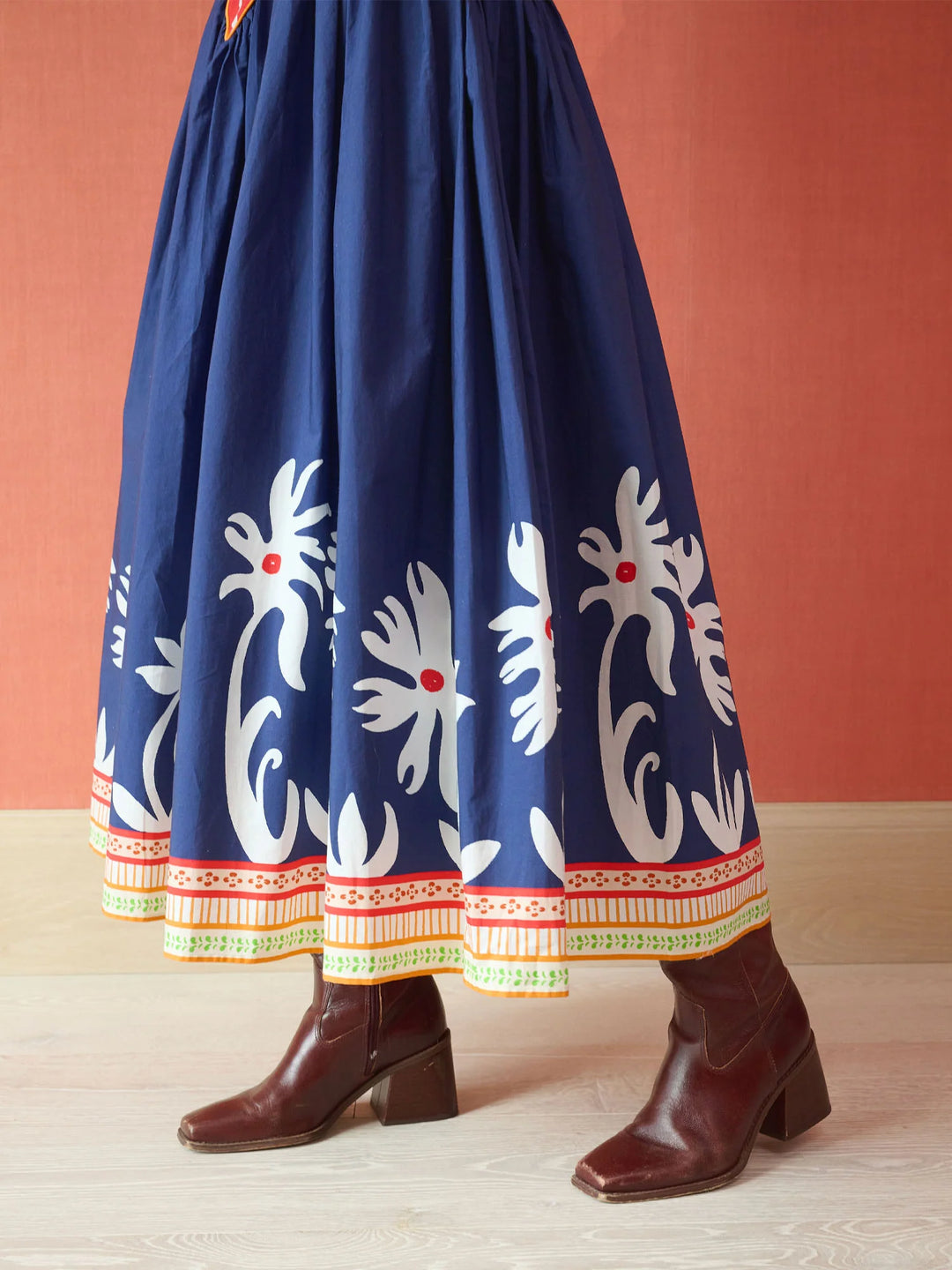 Arched Skirt | Painter's Garden Navy