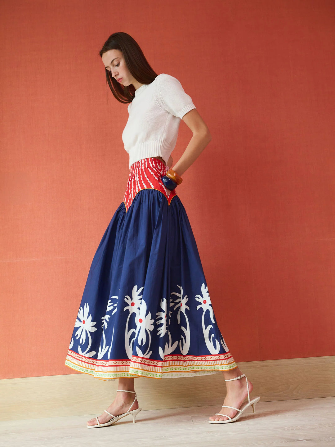Arched Skirt | Painter's Garden Navy