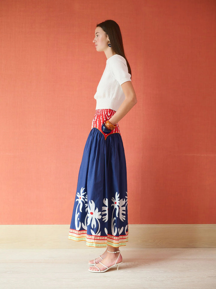 Arched Skirt | Painter's Garden Navy