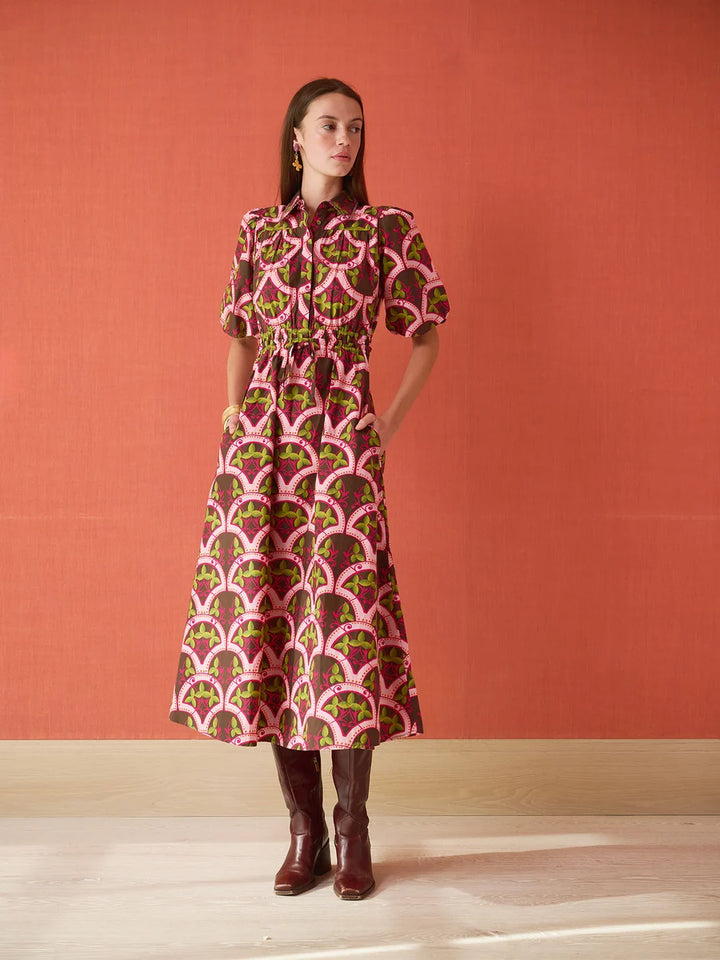 Banyan Puff Sleeve Midi Dress | Berry Vine