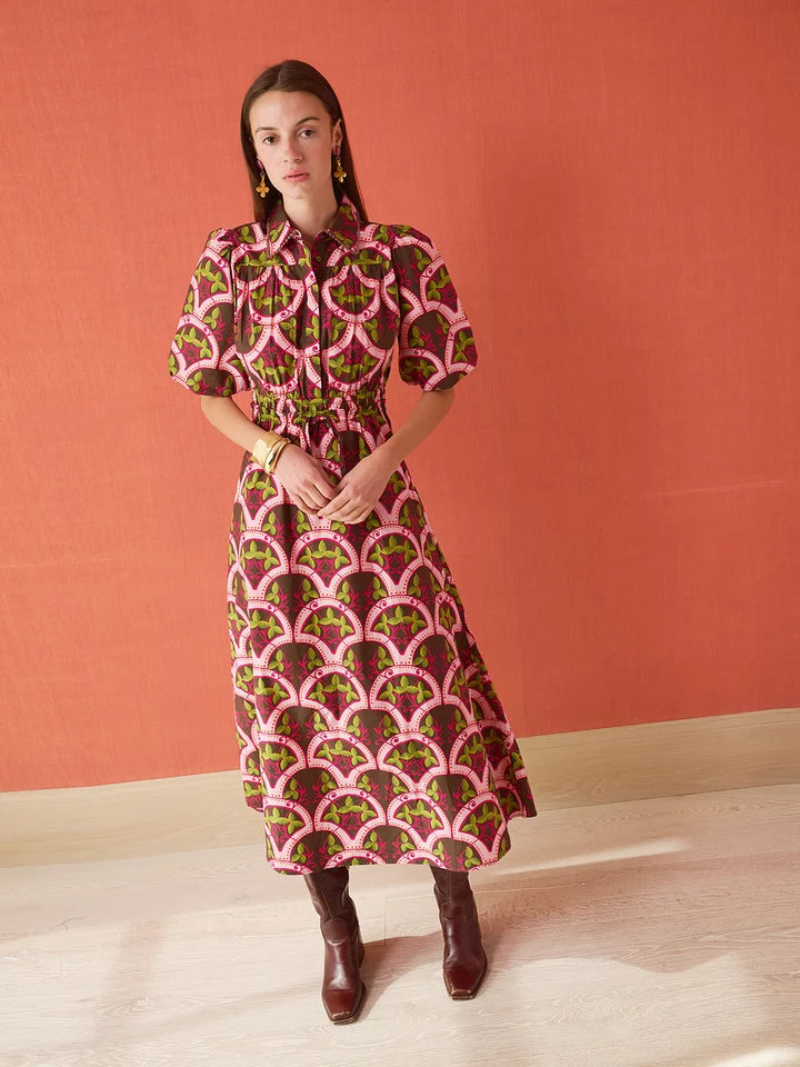 Banyan Puff Sleeve Midi Dress | Berry Vine