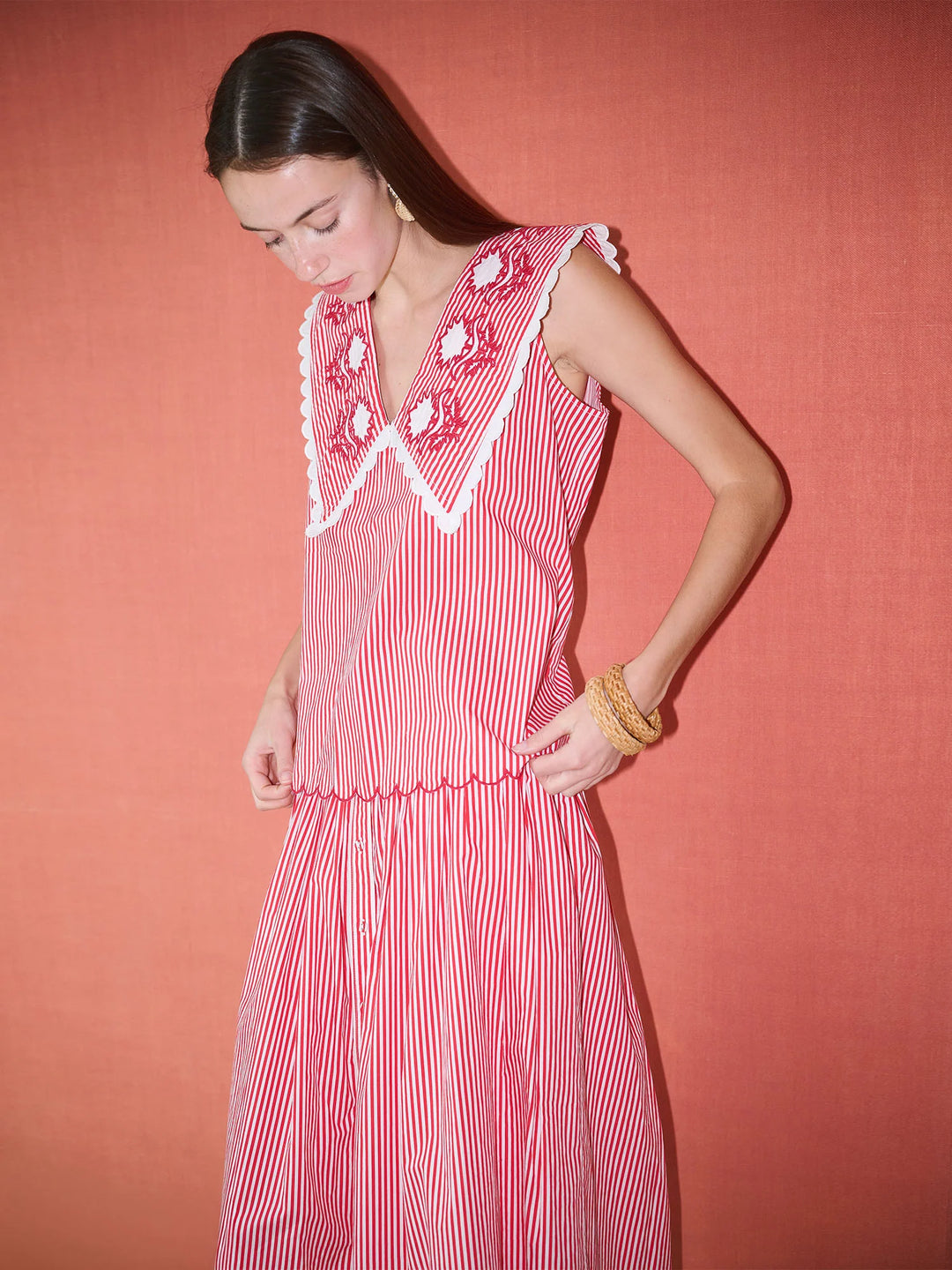 Emma Sleeveless Blouse | Red Stripe