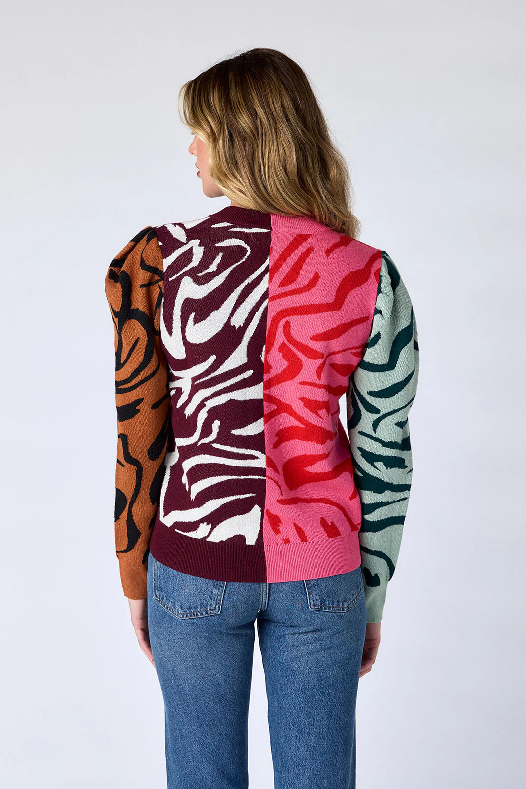 Teddie Sweater | Zebra Colorblock