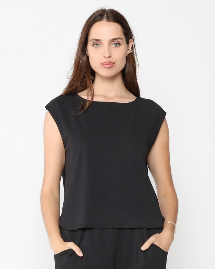 Scuba Cowl Neck Top | Black