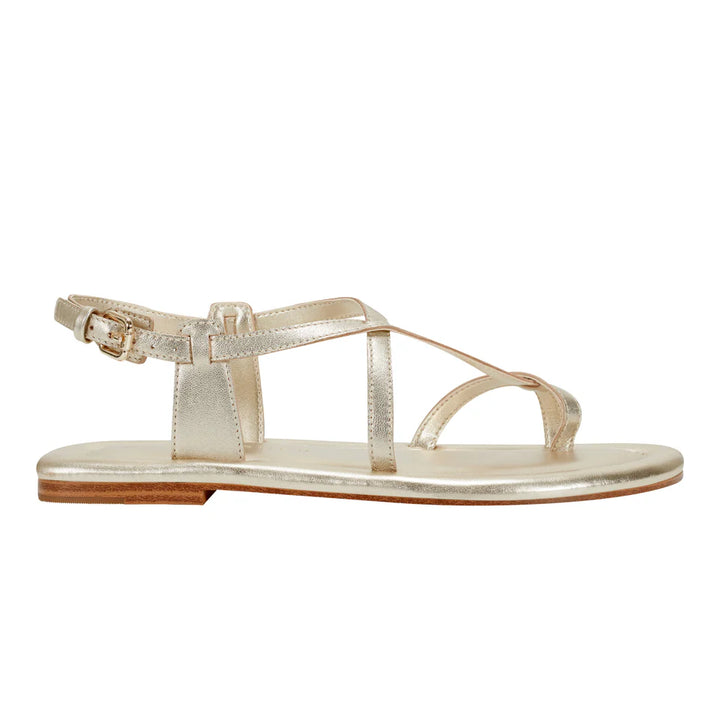 Gerty Strappy Flat Sandal | Gold