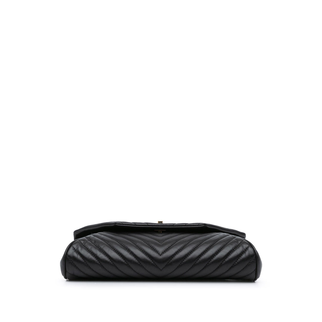 Chanel Chevron Lambskin Fold Up Again Clutch | Black