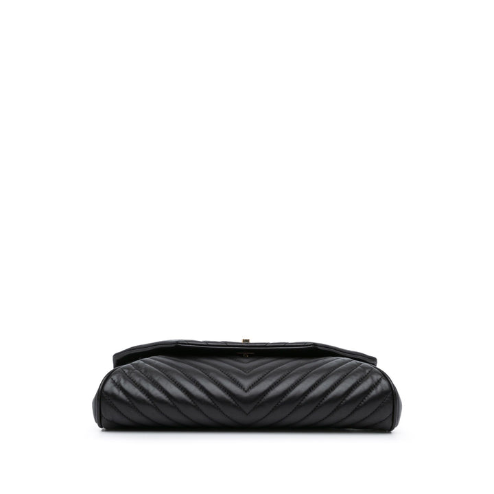 Chanel Chevron Lambskin Fold Up Again Clutch | Black