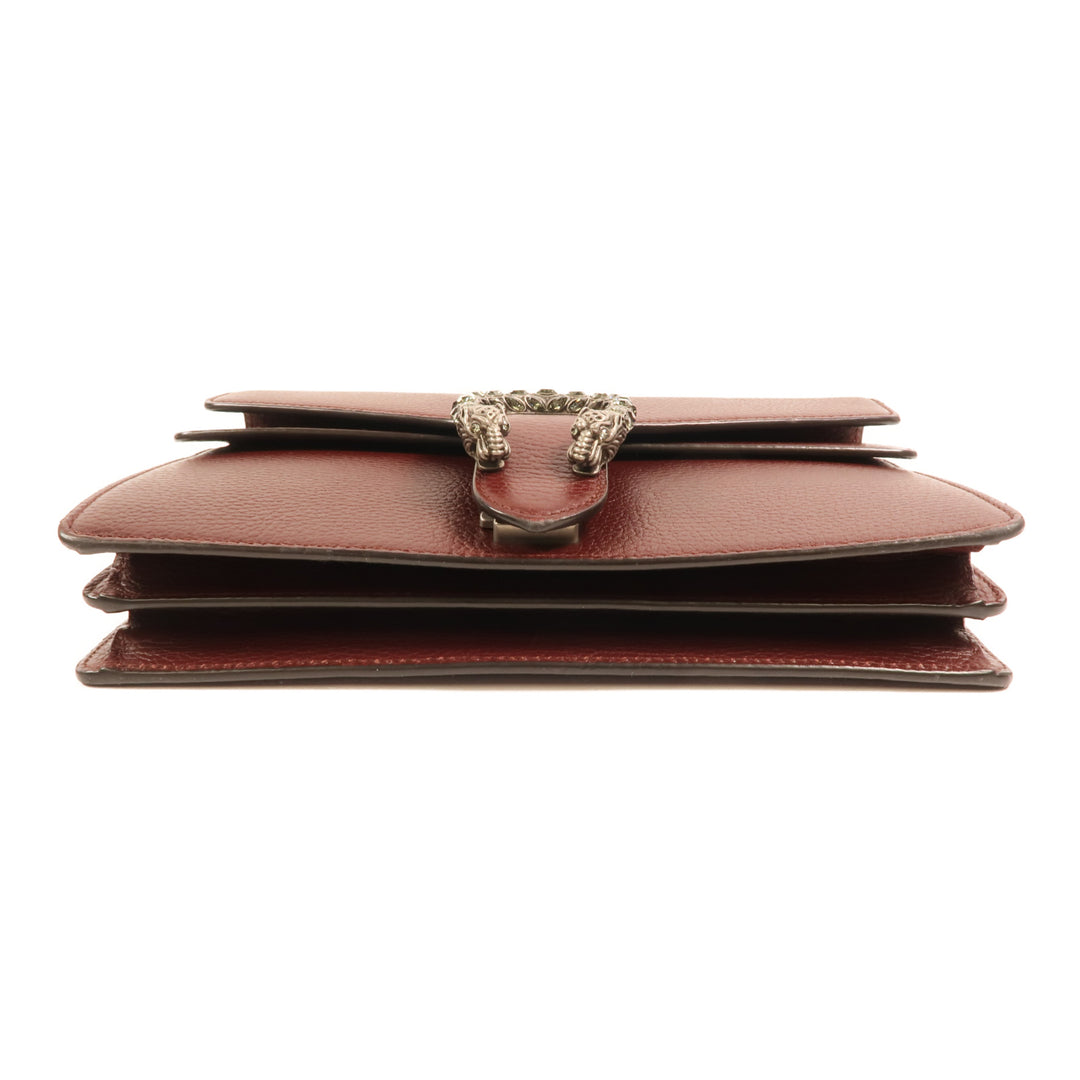 Gucci Cowhide Leather Dionysus Silver Crosshair Shoulder Bag Red Calfskin
