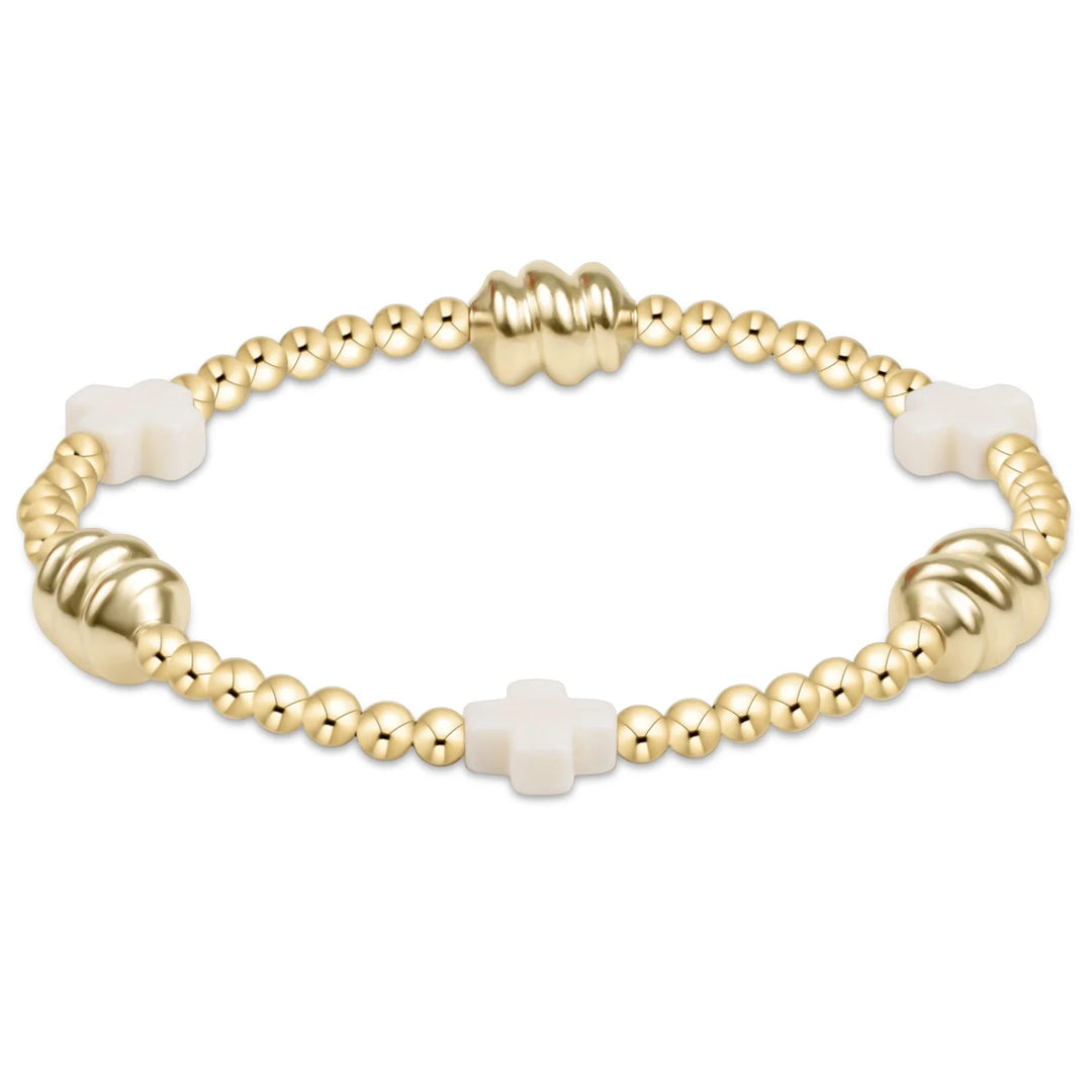 Signature Cross Admire Gold Pattern 3mm Bead Bracelet | + Colors