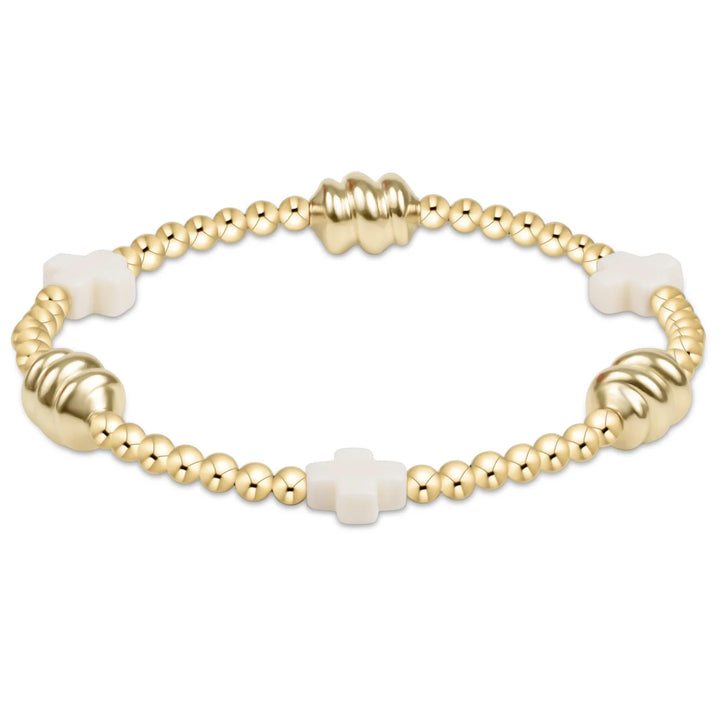 Signature Cross Admire Gold Pattern 3mm Bead Bracelet | + Colors