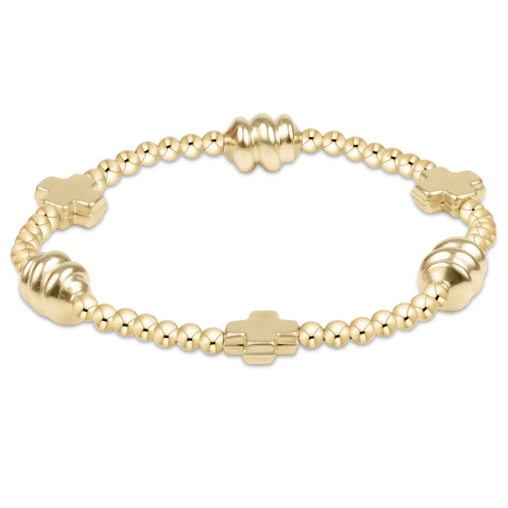 Signature Cross Admire Gold Pattern 3mm Bead Bracelet | + Colors
