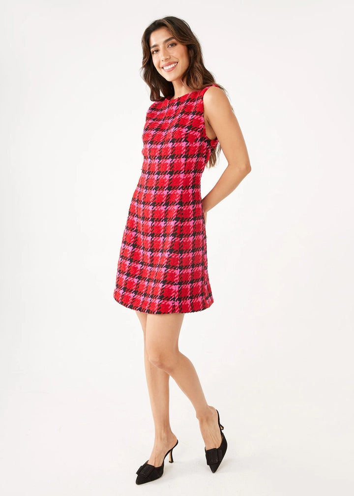 Avery Dress | Red Multi Houndstooth