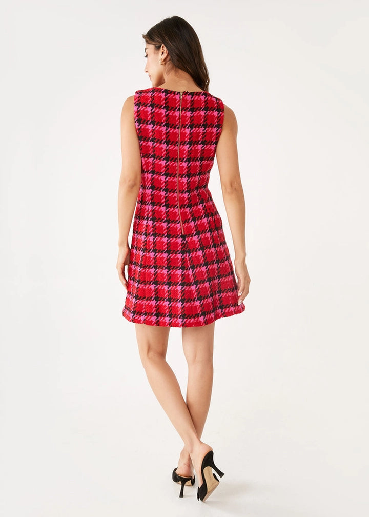 Avery Dress | Red Multi Houndstooth