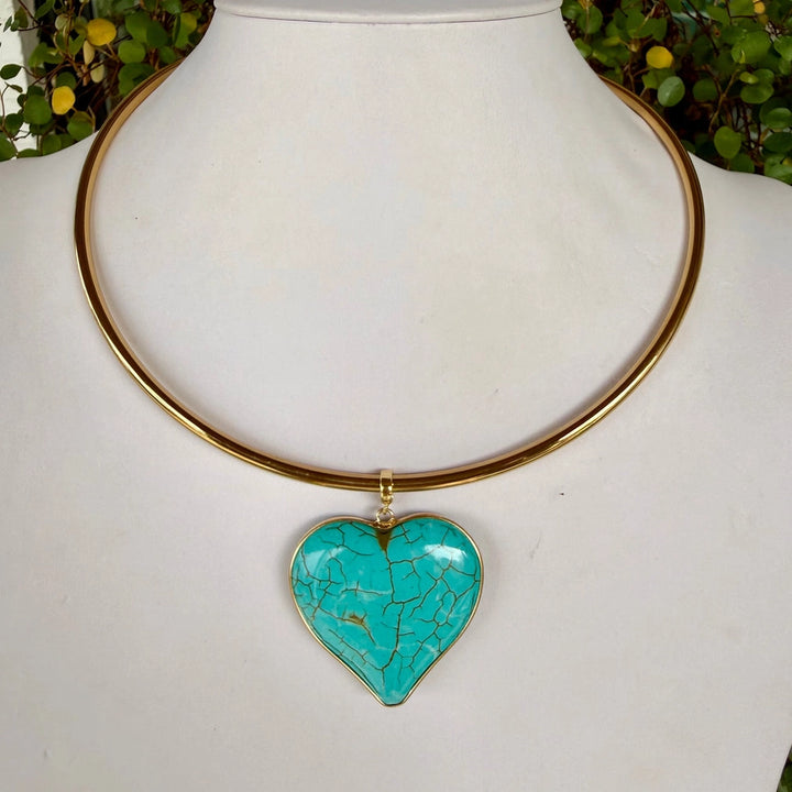 Gold Collar + Statement Heart Necklace | +Colors