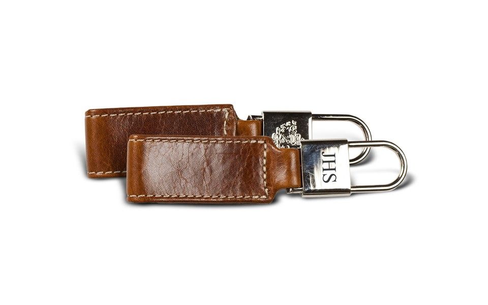 Chapman Personalized Leather Key Fob | British Tan Florentine Leather