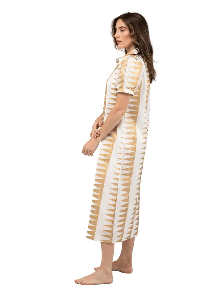 Kris Dress | Edgy White & Gold