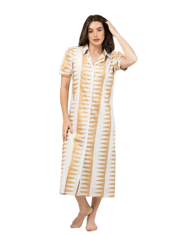 Kris Dress | Edgy White & Gold