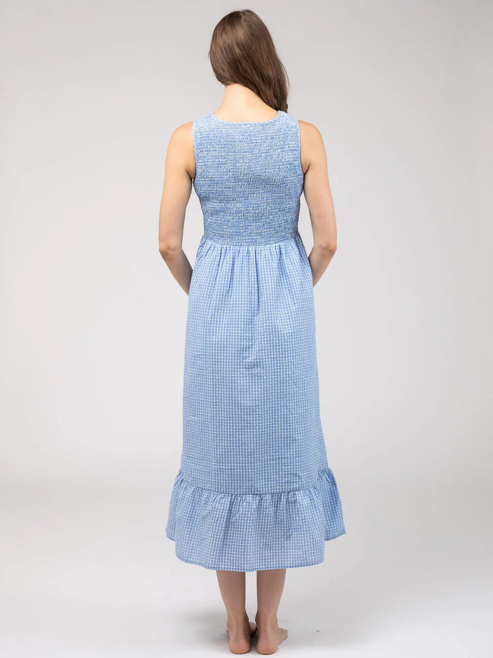 Margot Dress | Seersucker Blue Check