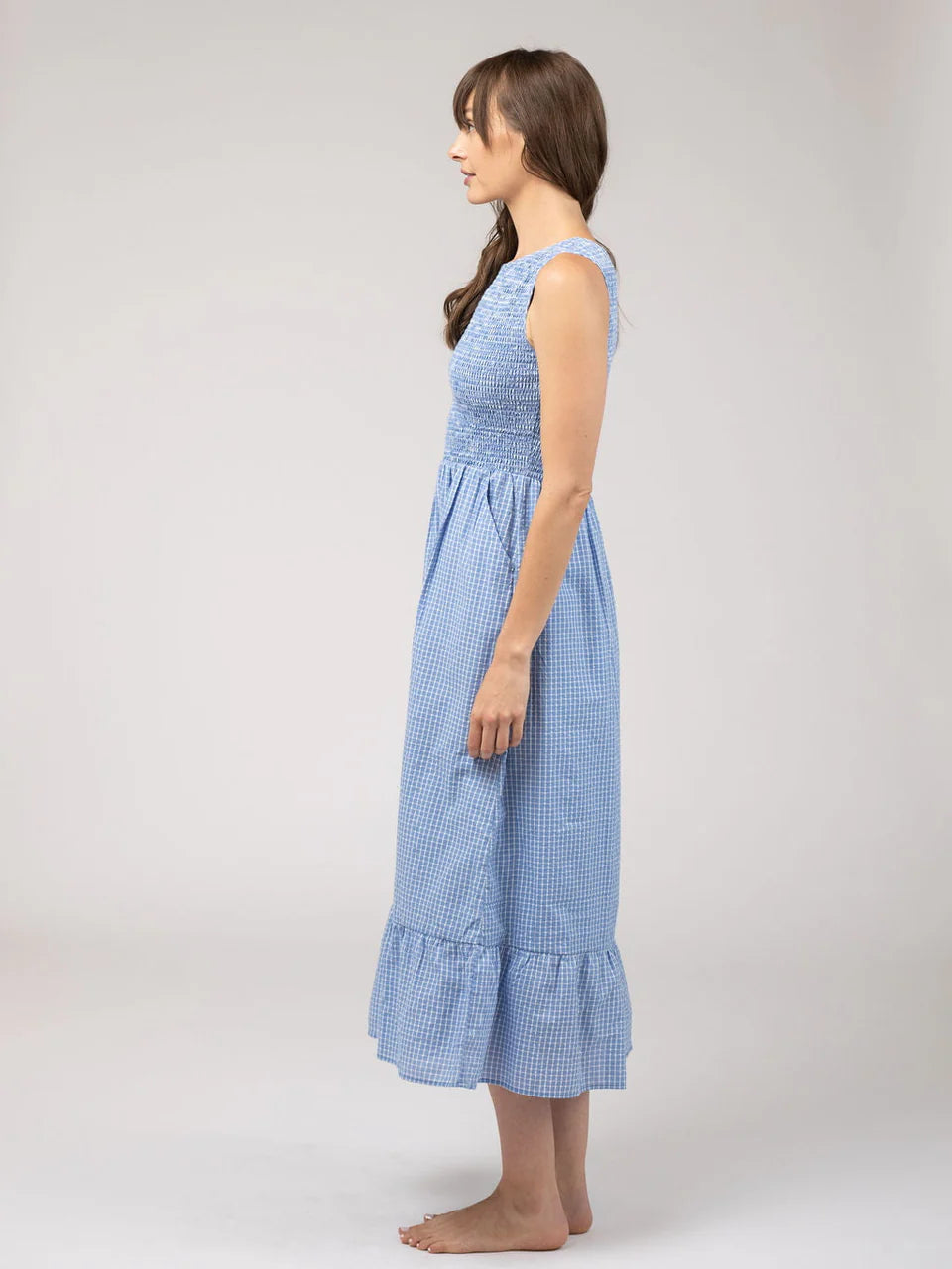 Margot Dress | Seersucker Blue Check