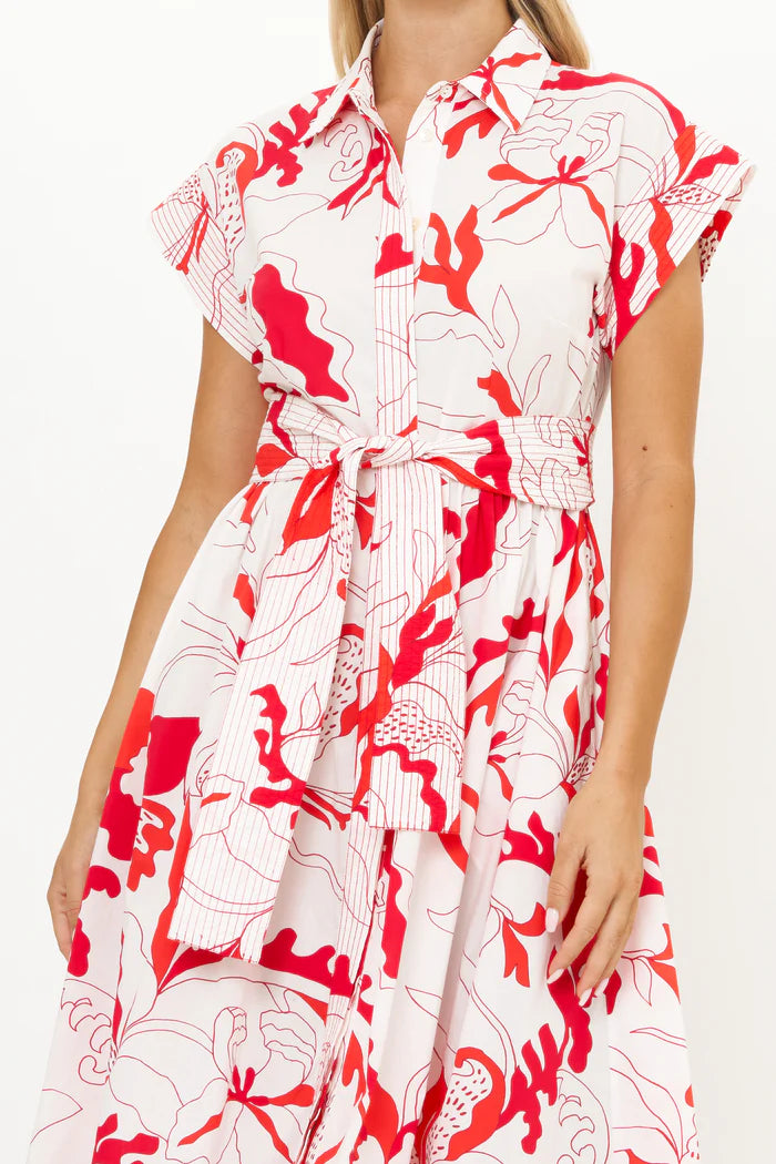 Belted Shirt Dress | Orchid Red