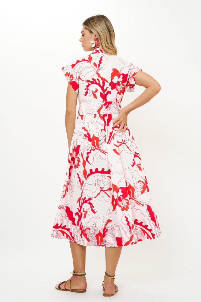 Belted Shirt Dress | Orchid Red