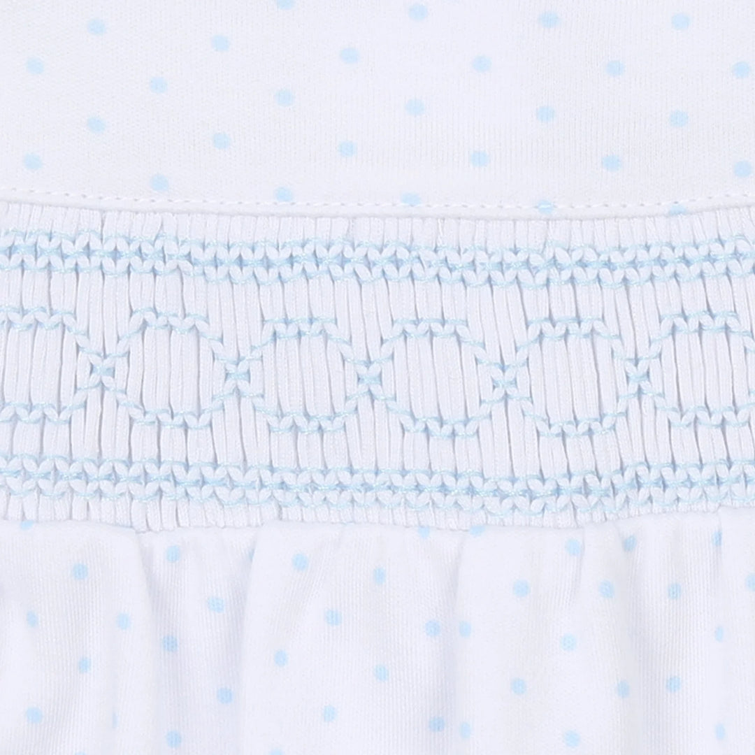 Mini Dots Smocked Footie | Light Blue