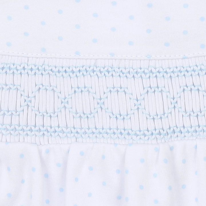 Mini Dots Smocked Footie | Light Blue