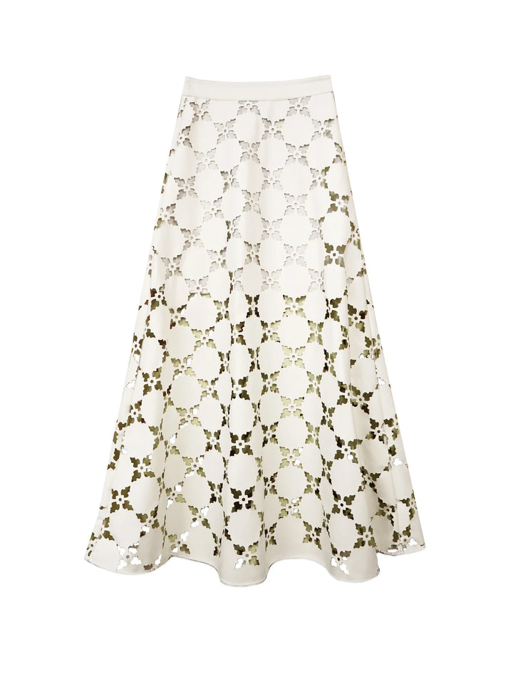 Elizabeth Skirt | White Laser Cut Leather