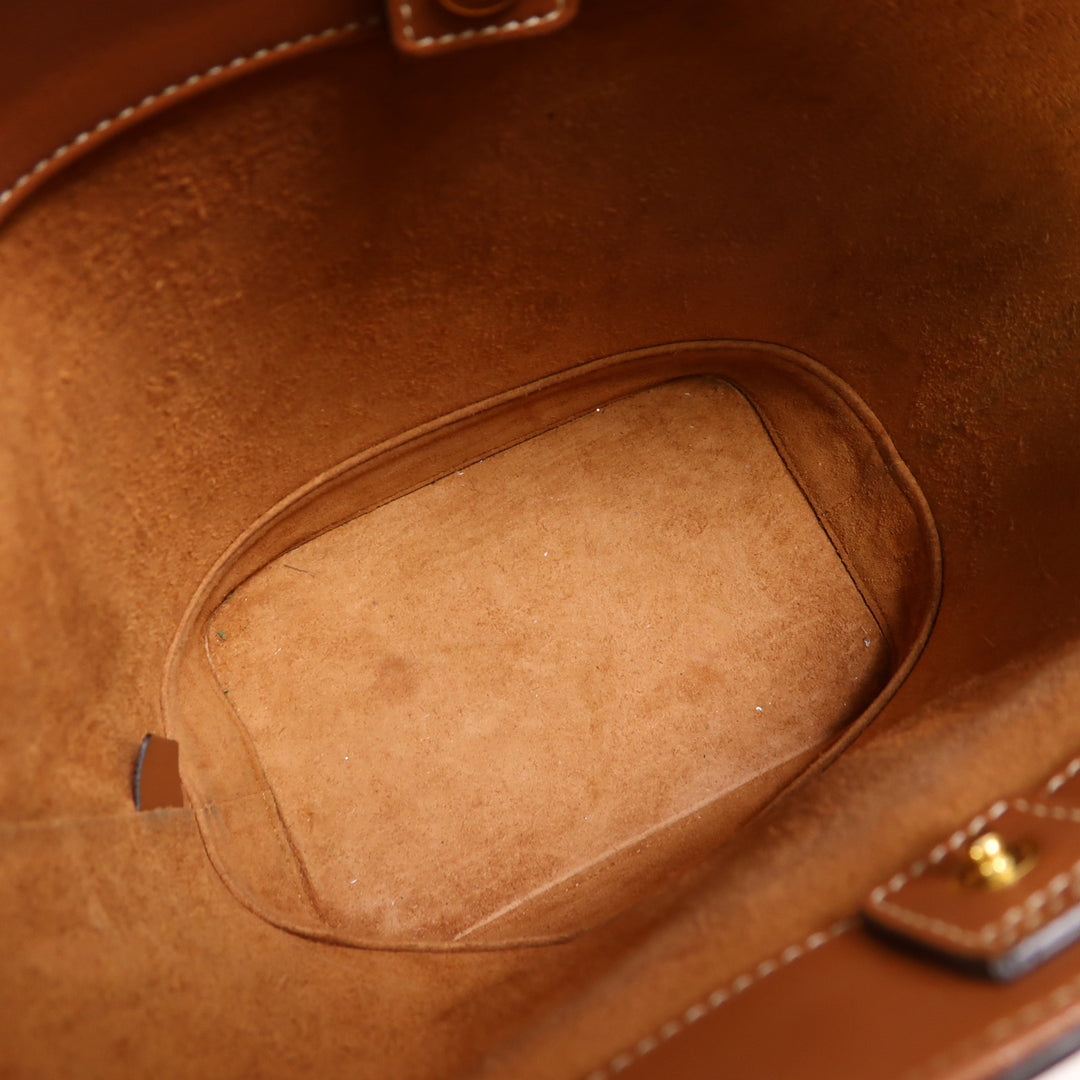 Celine Cowhide Leather Cuir Triomphe Golden Shoulder Bag Brown Calfskin