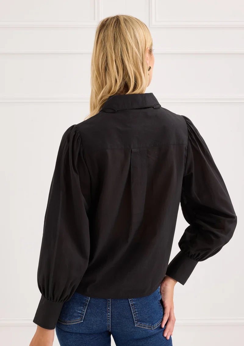 Cami Shirt | Black Butterfly Embroidery