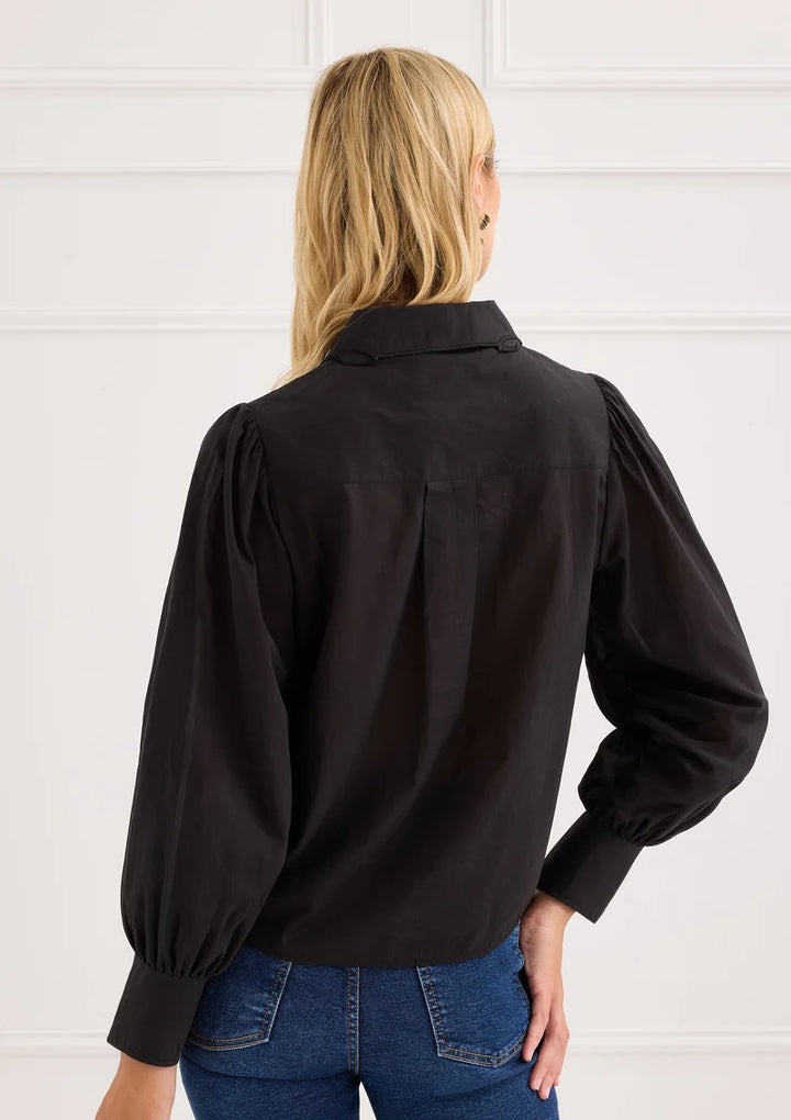 Cami Shirt | Black Butterfly Embroidery
