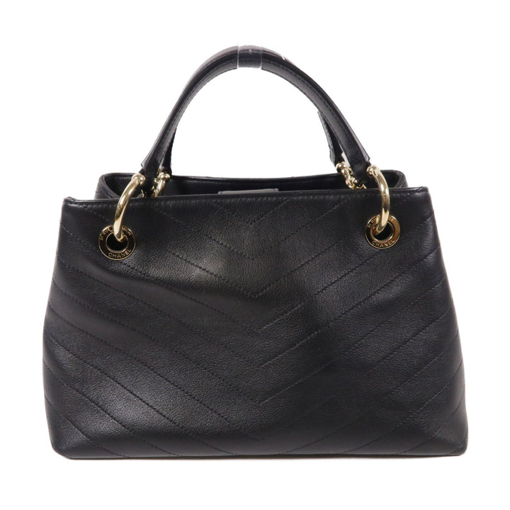 Chanel Black Chevron Chic Cowhide Shopping Bag