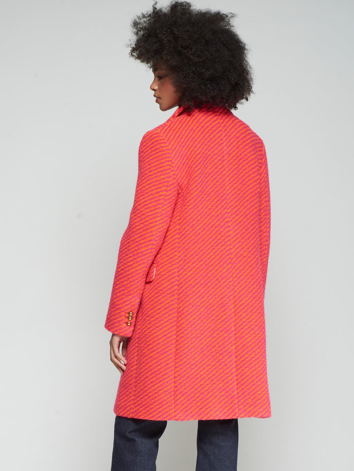 Aricia Coat | Pink & Orange Stripe