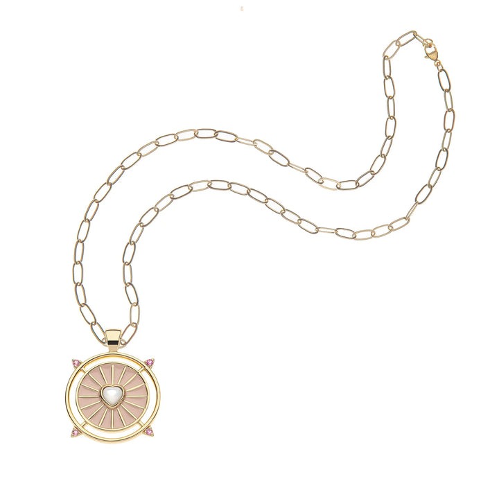 Jane Win El Corazon Embellished LOVE Pendant on Drawn Link Chain