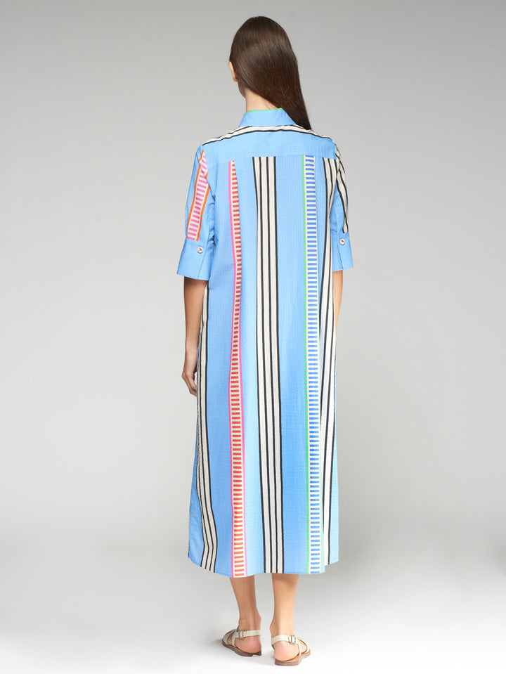Izzy Dress | Blue Seersucker