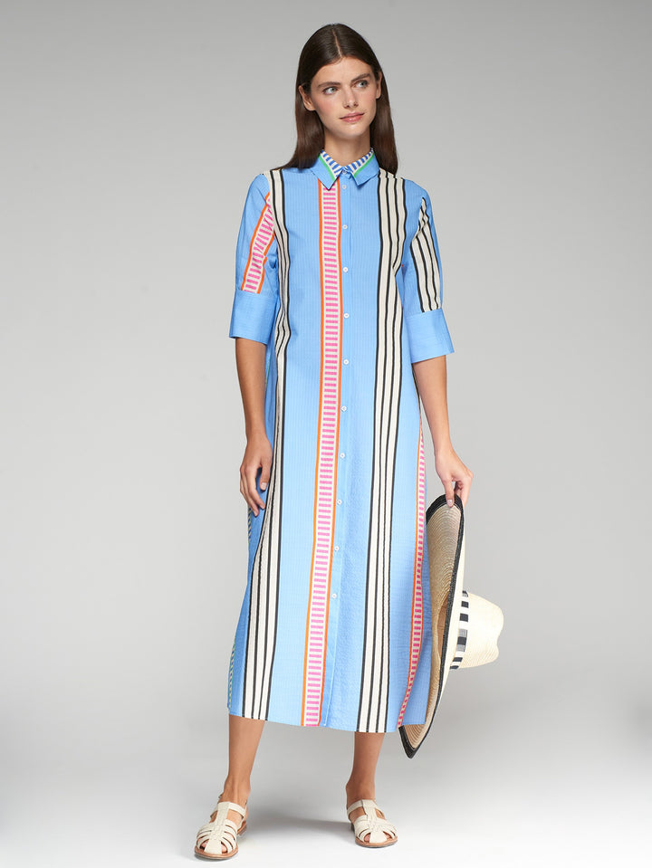 Izzy Dress | Blue Seersucker
