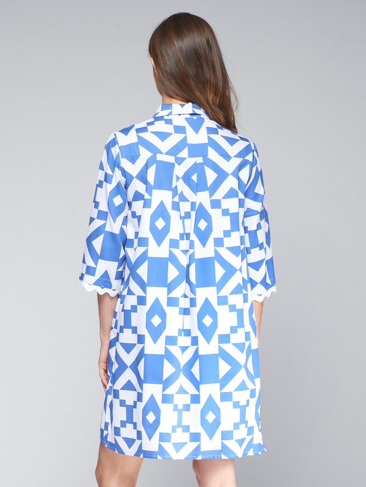 Tyanna Dress | Geometric Blue