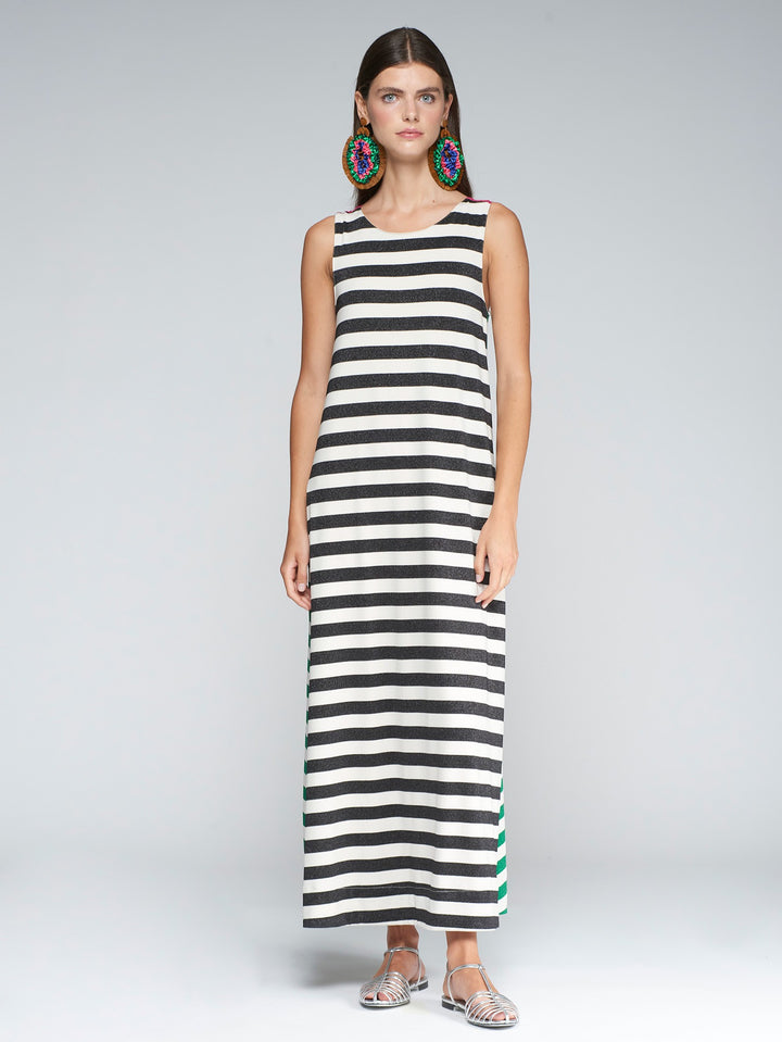 Zina Dress | Blue & Green Stripe
