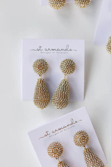 Rhinestone Wrapped Lido Drop Statement Earrings