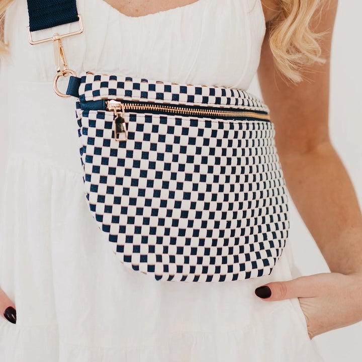 Woven Bum Bag | Checkered Black